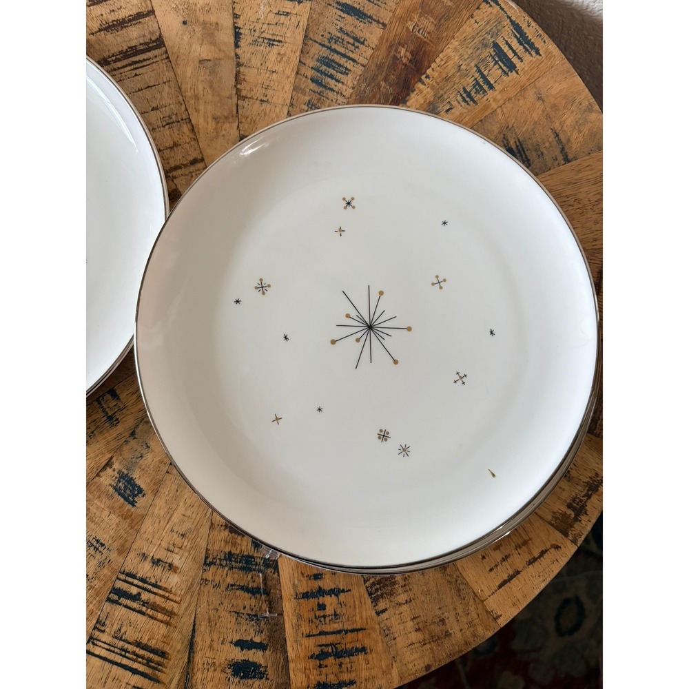 Syracuse China‎ Evening Star Salad Plates Atomic Starburst MCM Vintage 8 inch - Picture 3 of 6